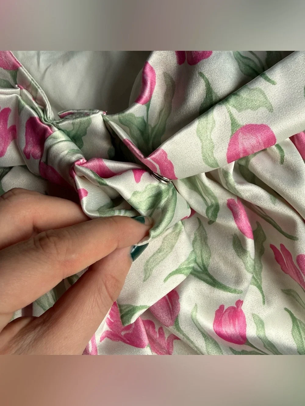 Rachel Zoe White Dress with Pink Tulip Print